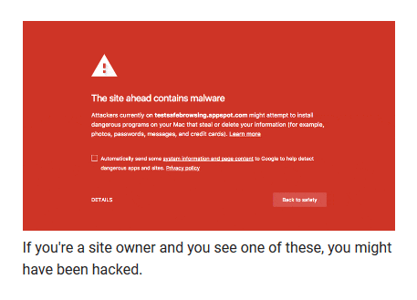Google Site Hack Notice