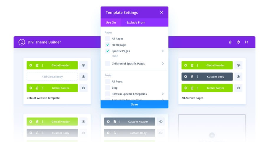 Divi Theme Builder UI