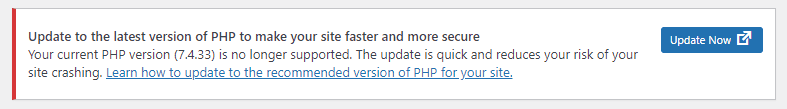 Update to PHP 8.0 warning.