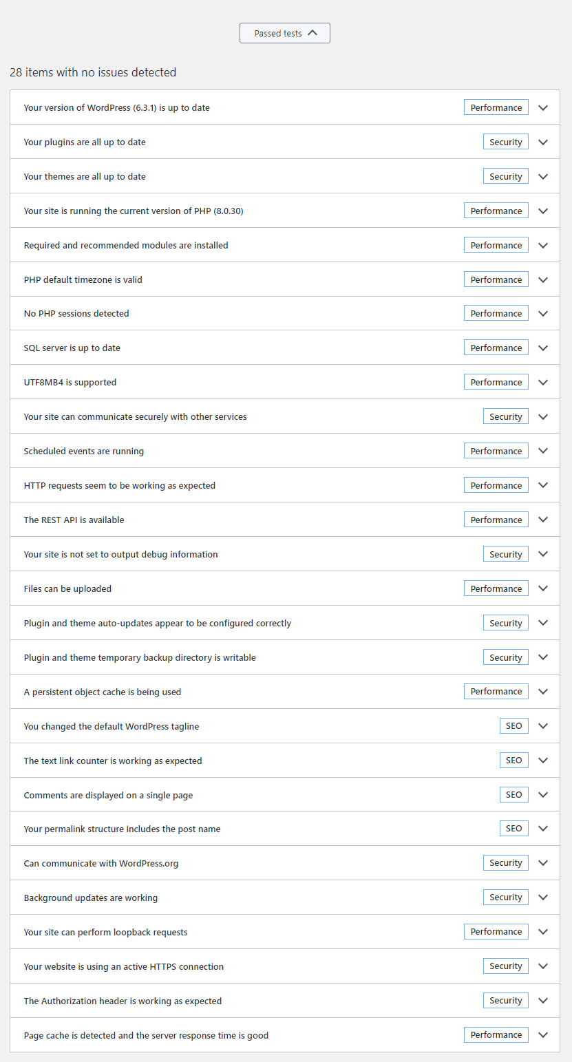 WordPress tests passed.